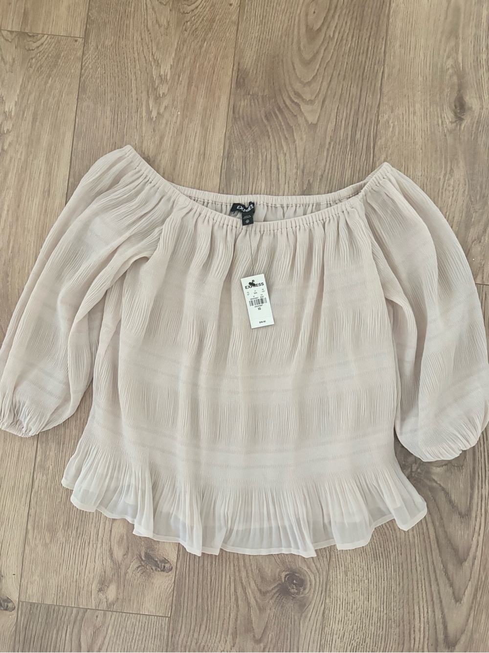 Express Off-Shoulder Blouse in Light Cream